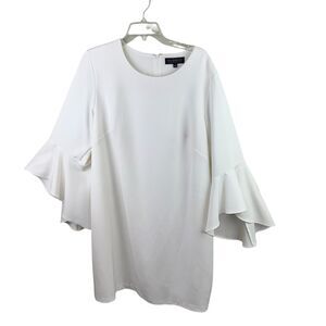 Eloquii Ivory Flounce Sleeve Shift Dress Size 18 Office Work Classic Business